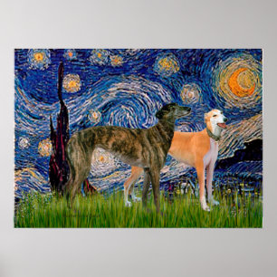 Greyhound Pair - Starry Natt Poster