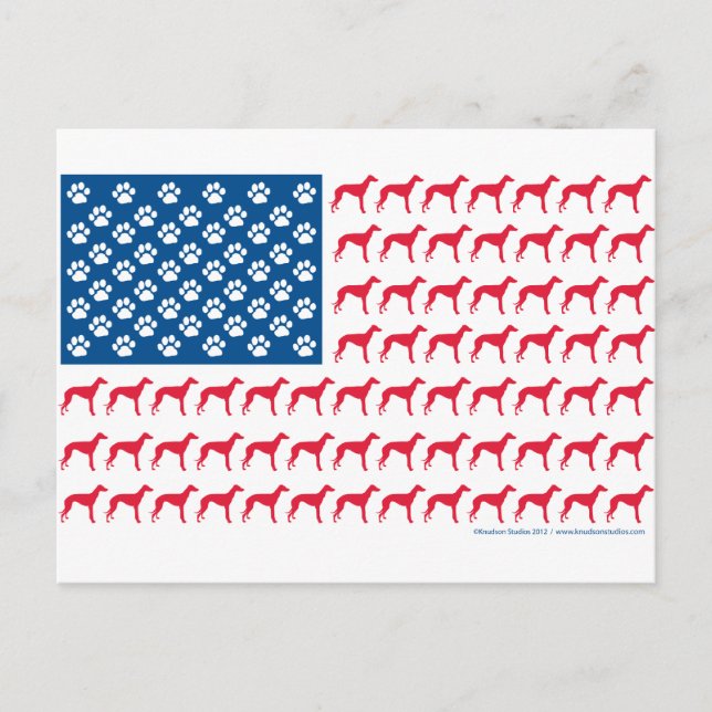 Greyhound Patriotic Flagga Vykort (Framsida)