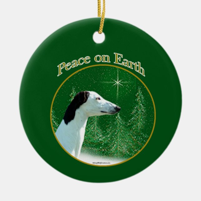 Greyhound Peace Keychain Julgransprydnad Keramik (Framsidan)