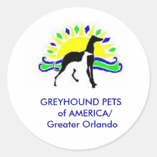 GREYHOUND PETS of AMERICA-klistermärke Runt Klistermärke