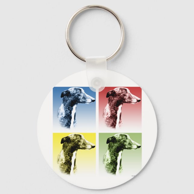 Greyhound Pop Art Nyckelring (Framsida)