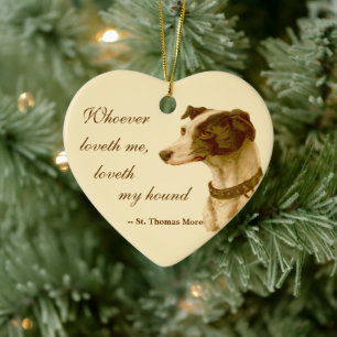Greyhound Porträtt / Berömd St. Thomas More Quote Julgransprydnad Keramik