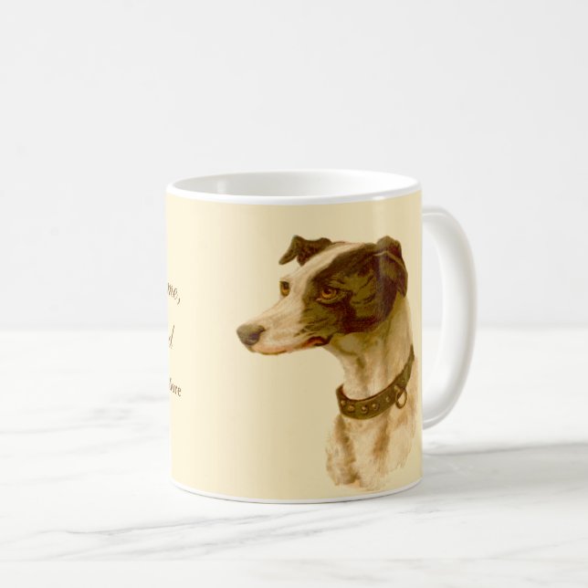 Greyhound Porträtt / Berömd St. Thomas More Quote Kaffemugg (Framsida höger)