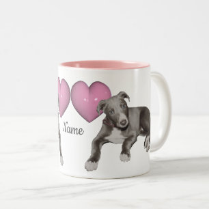 Greyhound Puppy and Heart Personlig Två-Tonad Mugg