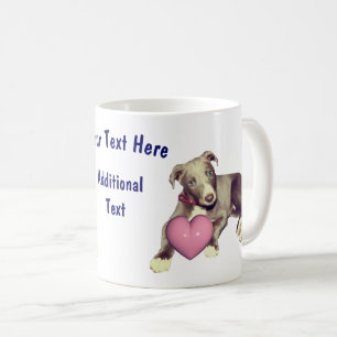 Greyhound Puppy Rosa Heart Personlig Kaffemugg