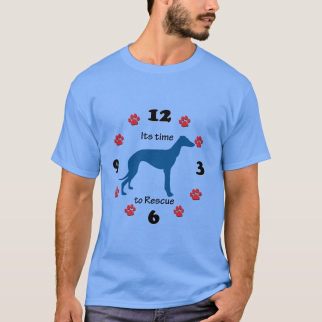Greyhound Rädding-klockslag T Shirt (Framsida)