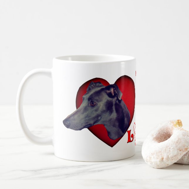 Greyhound Red Heart Kärlek Personlig Kaffemugg (Med munk)
