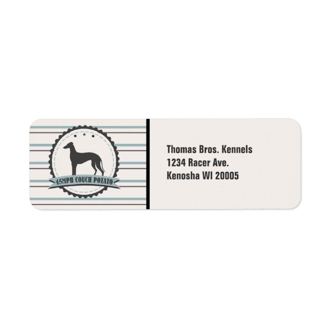 Greyhound Retrött Racer 45 mph Lazy Hund Anpassnin Returadress Etikett (Framsidan)