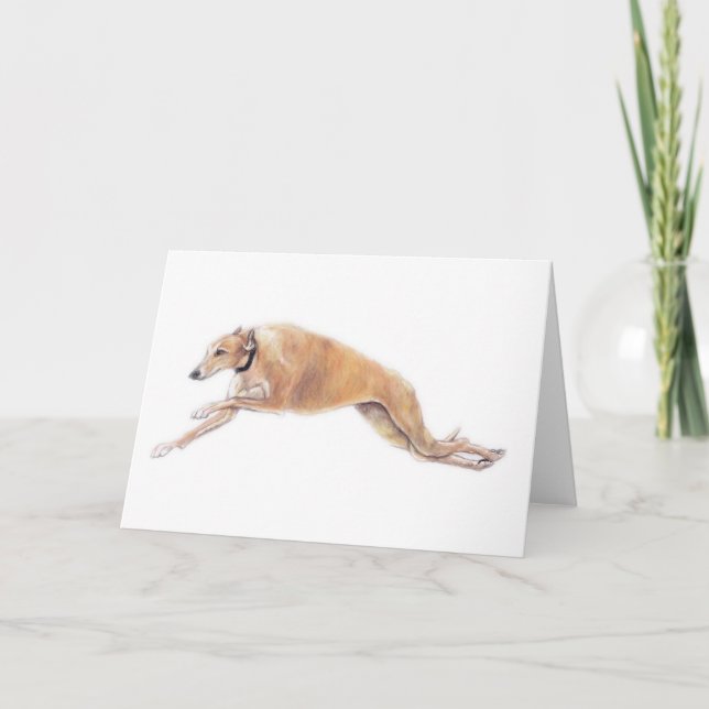 Greyhound Running Hund Art Greeting Card Kort (Framsida)