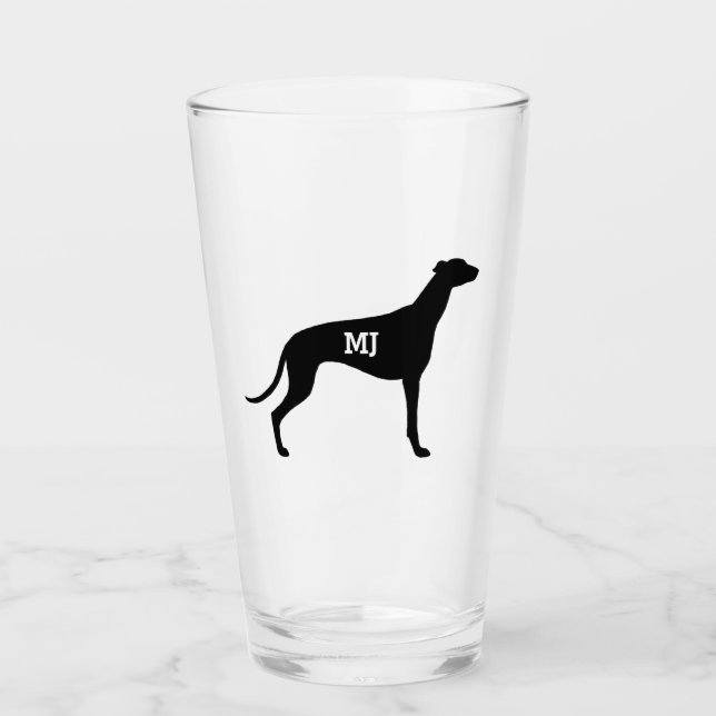 Greyhound Silhouette Anpassningsbar Hund älskare D Glaskopp (Framsida)