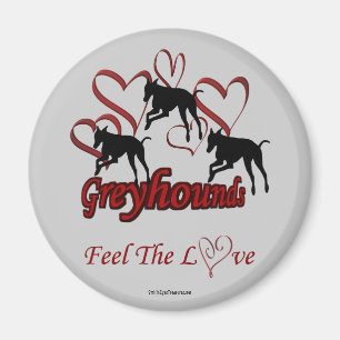 Greyhound Silhouette Hearts Kärlek Hund Magnet