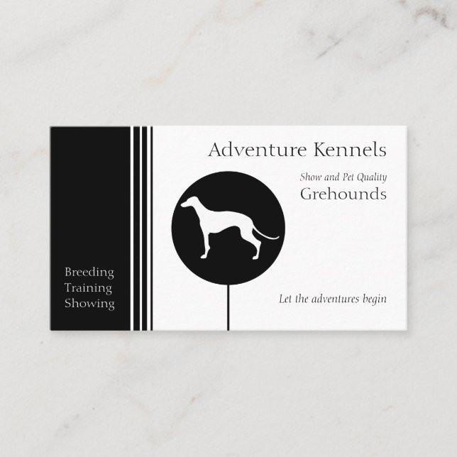 Greyhound Silhouette Modern Black White Visitkort (Framsida)