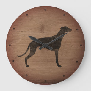 Greyhound Silhouette Rustic Stil Stor Klocka