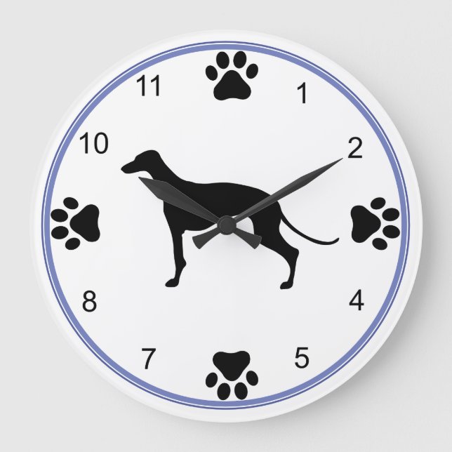 Greyhound Silhouette Stor Klocka (Framsida)