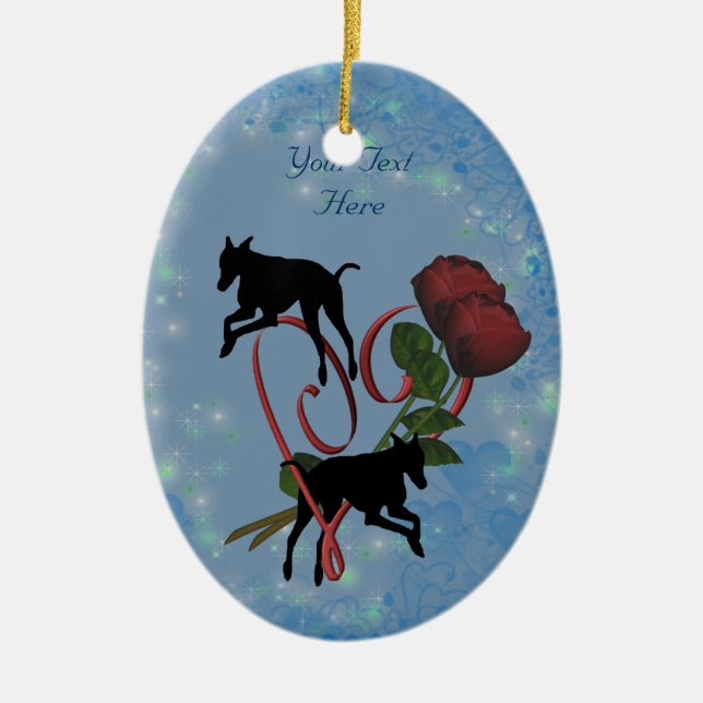 Greyhound Silhouettes Heart Hund Ornament (Framsidan)