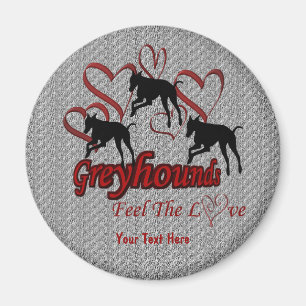 Greyhound Silhouettes Hearts Kärlek Hund Magnet