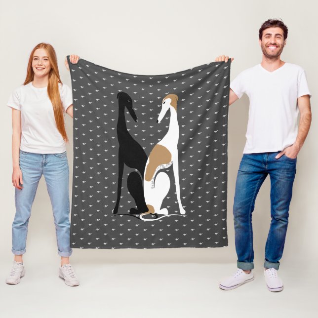 Greyhound Sisters Illustration Fleece Blanket (På plats)
