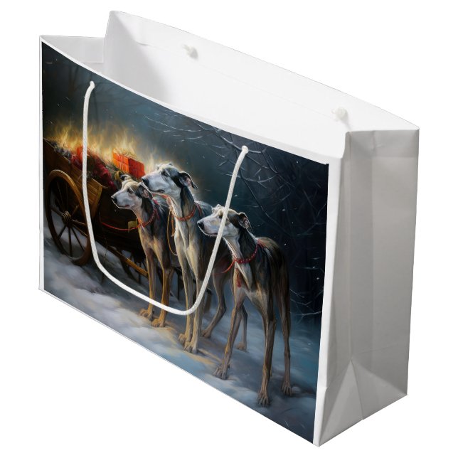 Greyhound Snowy Sleigh-juldekretet (Framsidan Vinklad)