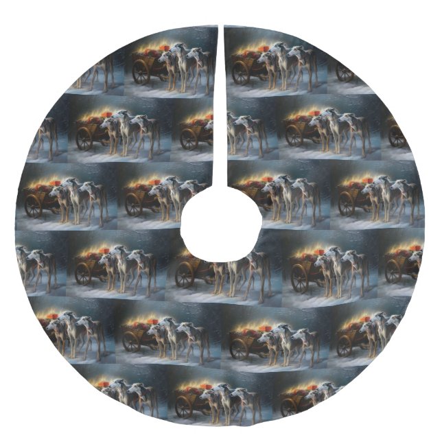 Greyhound Snowy Sleigh-juldekretet Julgransmatta Borstad Polyester (Framsidan)