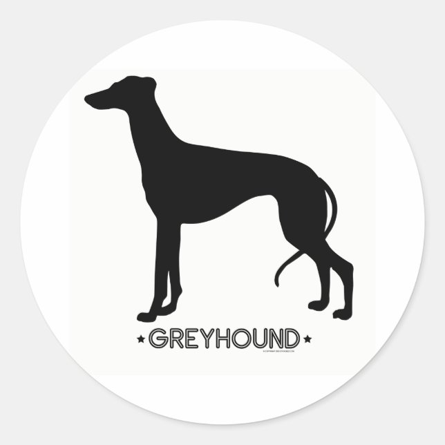 Greyhound Sticker Runt Klistermärke (Framsida)