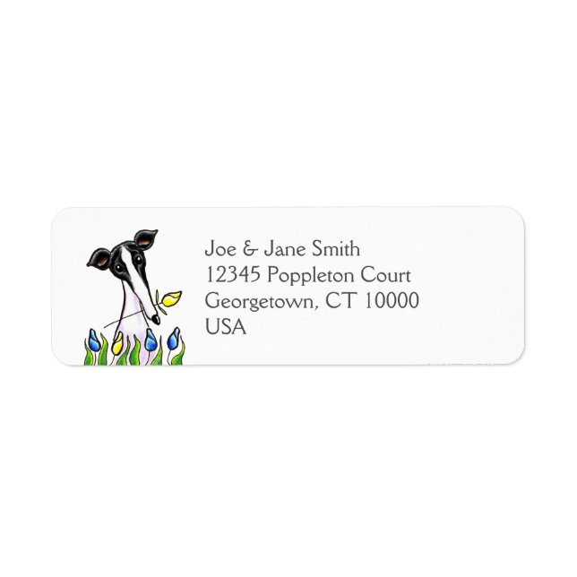 Greyhound Swehoney White Returadress Etikett (Framsidan)