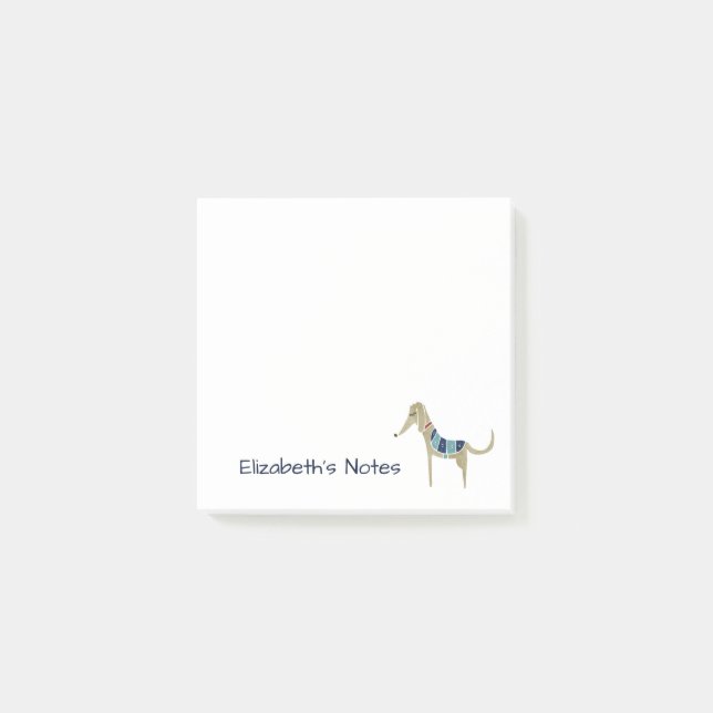 Greyhound Tecknad hund i Jacka Post-it Block (Framsida)