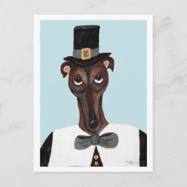 Greyhound Thanksgiving Pilgrim Vykort
