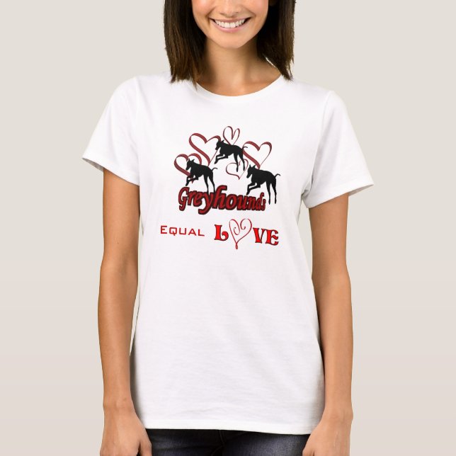 Greyhound Trio Hearts Equal Kärlek Tee (Framsida)