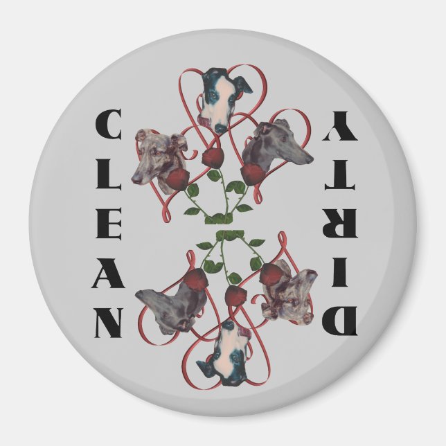 Greyhound Trio Hearts Hund Dishwasher Magnet (Framsidan)