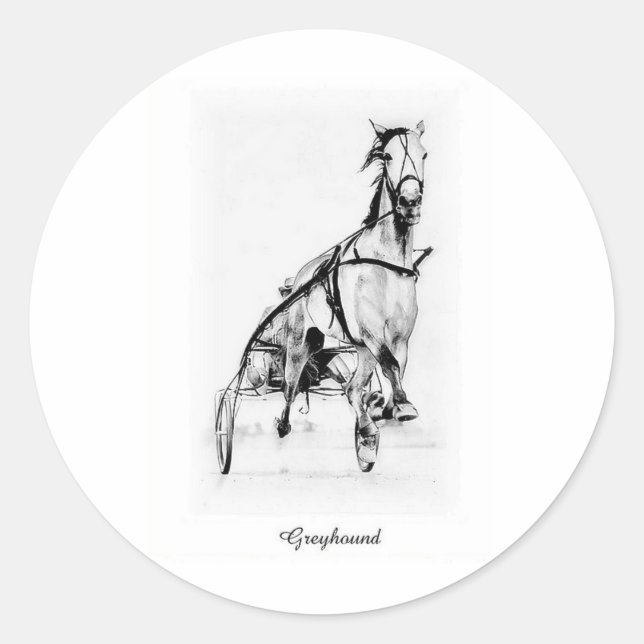 Greyhound Trotter Runt Klistermärke (Framsida)