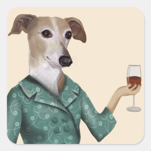Greyhound Vin Snob Fyrkantigt Klistermärke