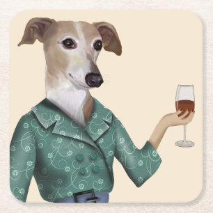 Greyhound Vin Snob Underlägg Papper Kvadrat