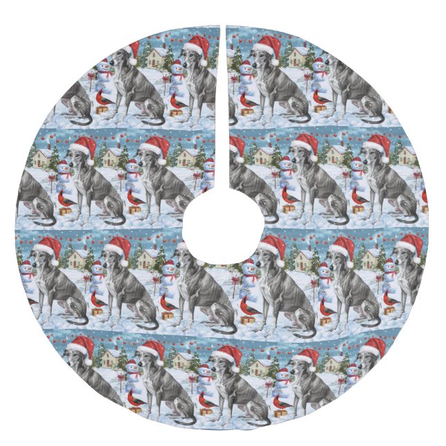 Greyhound Vintervonderland Julglädje Julgransmatta Borstad Polyester (Framsidan)