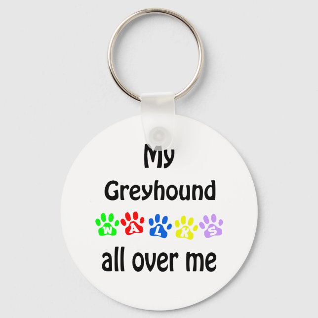 Greyhound Walks Design Nyckelring (Framsida)