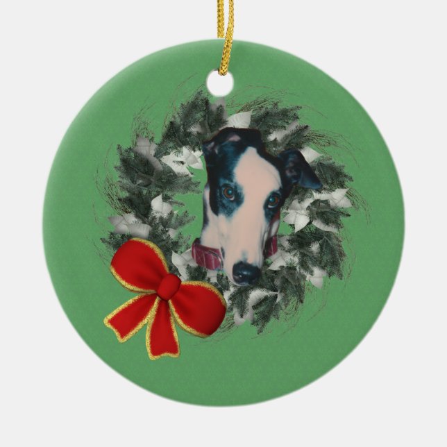 Greyhound Wandan Helgdag Hund Ornament (Framsidan)