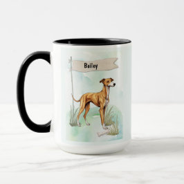 Greyhound Watercolor Personalized Dog Mugg
