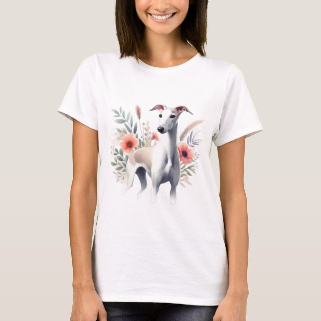 Greyhound Watercolor T Shirt (Framsida)