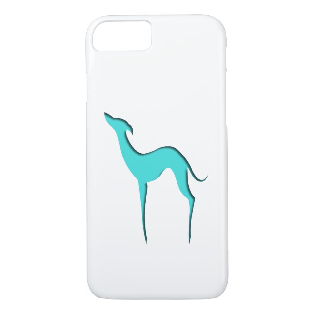 Greyhound Whibit elegant turcoise silhouette Case-Mate iPhone Skal (Baksida)