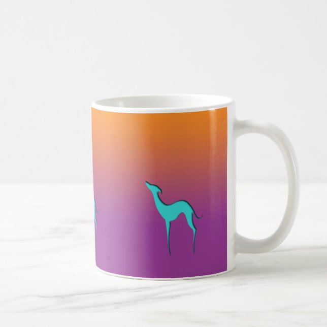 Greyhound Whibit hund blue orange lila om  Kaffemugg (Höger)