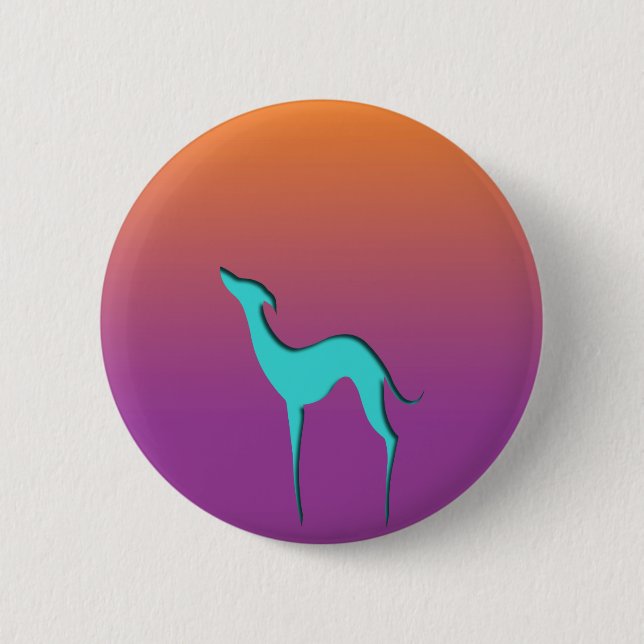 Greyhound Whibit hund blue orange lila om  Knapp (Framsida)
