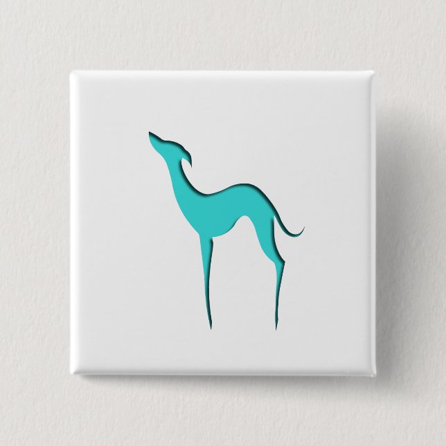 Greyhound Whibit hund elegant turcoise silhouette Knapp (Framsida)