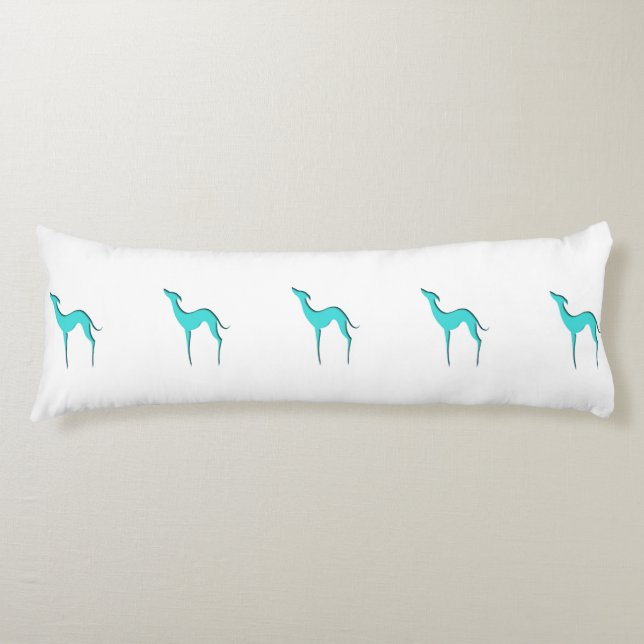 Greyhound Whibit hund Elegant turcoise silhouette Kroppskudde (Framsidan)