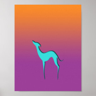 Greyhound Whifragmentblå silhouette-färgämne Poster