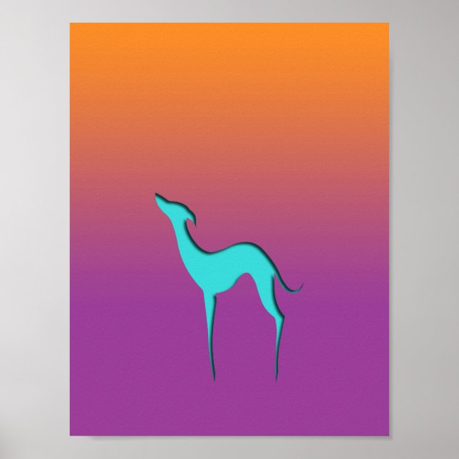 Greyhound Whifragmentblå silhouette-färgämne Poster (Framsidan)
