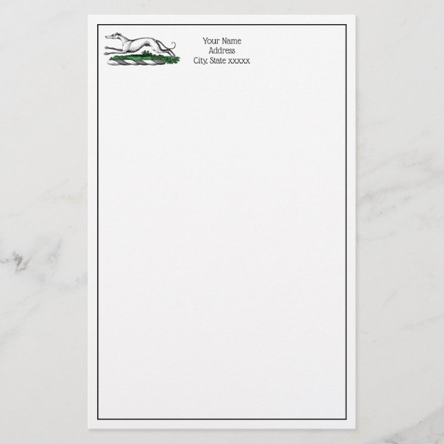 Greyhound Whifragmentering Running Heraldic Vapens Brevpapper (Framsida)