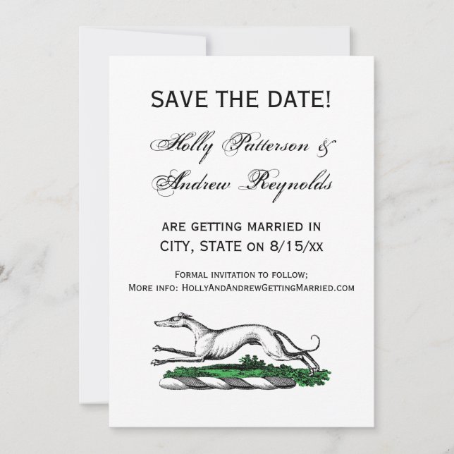 Greyhound Whifragmentering Running Heraldic Vapens Inbjudningar (Framsida)