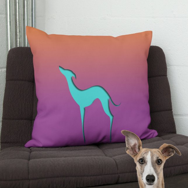 Greyhound Whifragmentets Hund blue orange lila Omb Kudde (Skapare uppladdad)