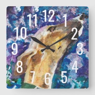 Greyhound Whipper Clock, Fawn Hund Fyrkantig Klocka