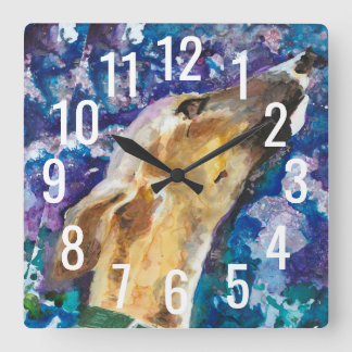 Greyhound Whipper Clock, Fawn Hund Fyrkantig Klocka