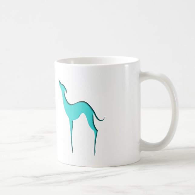 Greyhound Whipper hund turcoise blue silhouette Kaffemugg (Höger)